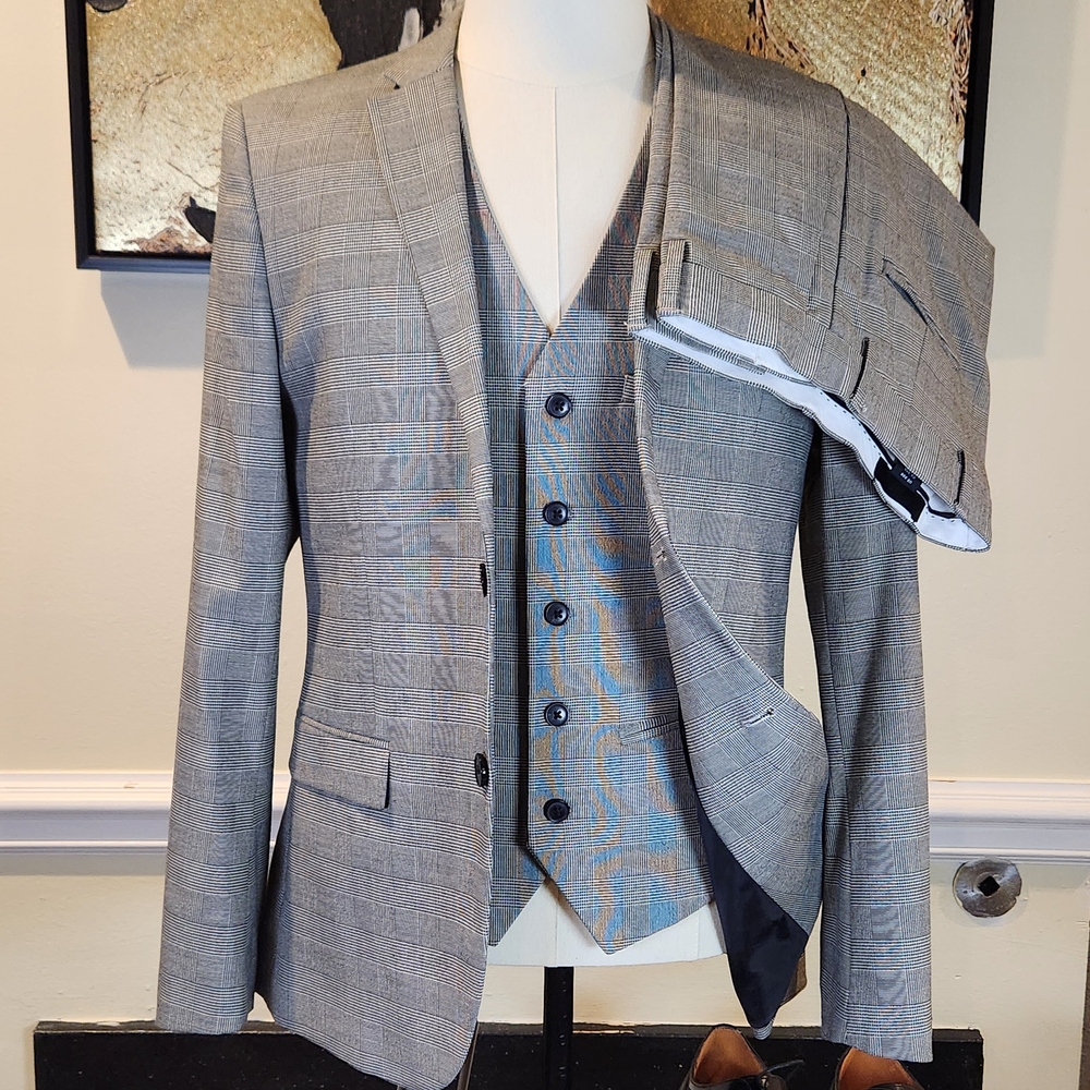 Gray Men's Suit with Vest
